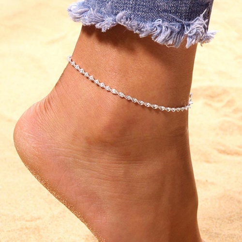 Zoestar Boho Anklet Sliver Summer Ankle Bracelets Beach Adjustable Foot Jewelry for Women and Girls