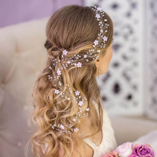 Unicra Crystal Bride Wedding Headband Silver Pink Rhinestone Bridal Hair Vine Opal Headpiece Hair Accessories for Women and Girls