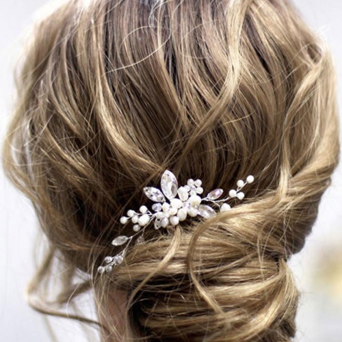 Unicra Pearl Wedding Hair Pins Rhinestones Bridal Hair Accessories Crystal Hair Clips for Women and Girls
