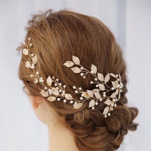 Unicra Pearl Bride Wedding Headpiece Bridal Headbands Leaf Hair Vine Hair Accessories for Women and Girls