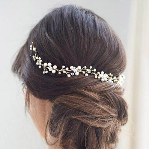 Unicra Crystal Bride Wedding Hair Vine Pearl Hair Accessories Rhinestone Bridal Headbands Headpiece for Women and Girls