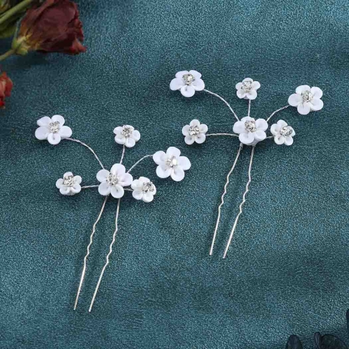 Unicra Flower Bride Wedding Hair Pins Crystal  Bridal Hair Pieces Headpiece Hair Accessories for Women and Girls 2 Pcs