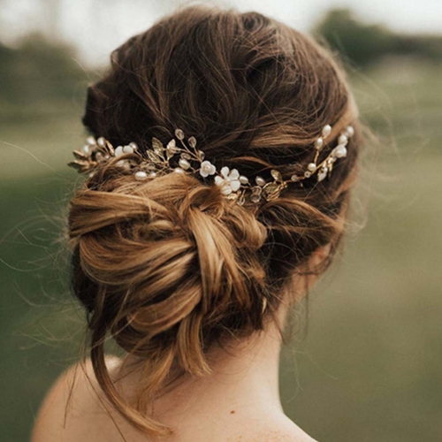 Unicra Flower Bride Wedding Hair Vine Rhinestone Bridal Headpiece Pearl Headband Hair Accessories for Women and Girls