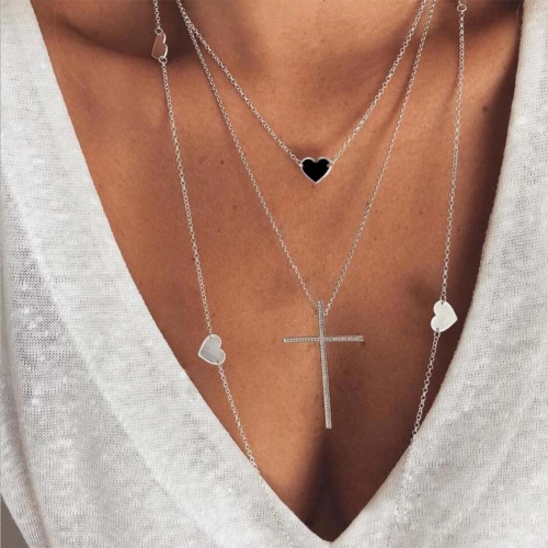 Layering Cross Necklaces Chain Silver Lover Pendent Necklace Jewelry for Women and Girls