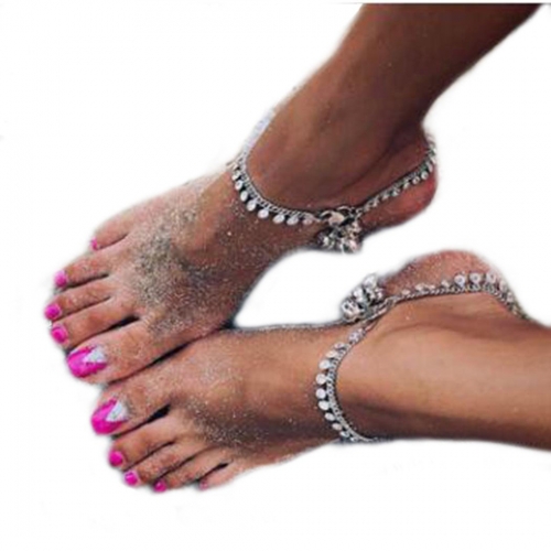 Simple Sequins Anklets Tassel Bracelet Bell Ankle Decoration Sliver  Foot Jewelry Accessories for Women and Girls