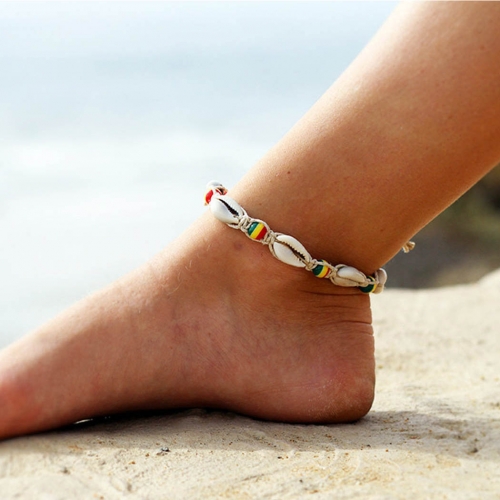 Shell Beaded Anklet Bracelet Rope Cord Foot Ankle Beach Colorful Jewelry for Women and Girls