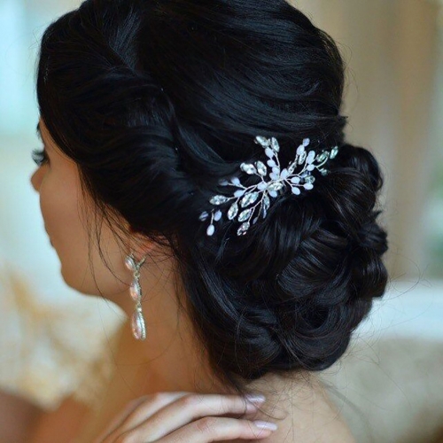 Unicra Rhinestone Bride Wedding Hair Comb Silver Bridal Hair Pieces Opal Hair Clip Crystal Hair Accessories for Women and Girls