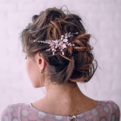 Unicra Rhinestones Bride Wedding Hair Pins Flower Bridal Hair Accessories Pearl Hair Piece for Women and Girls