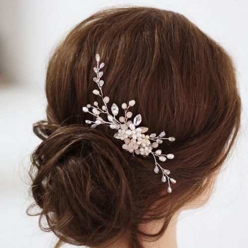 Unicra Pearl Bride Wedding Hair Comb Silver Rhinestone Hair Pieces Crystal Bridal Hair Accessories for Women and Girls
