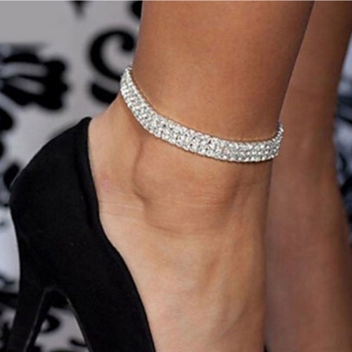 Zoestar Crystal Anklet Silver Ankle Bracelet Beach Foot Chain Jewelry for Women and Girls