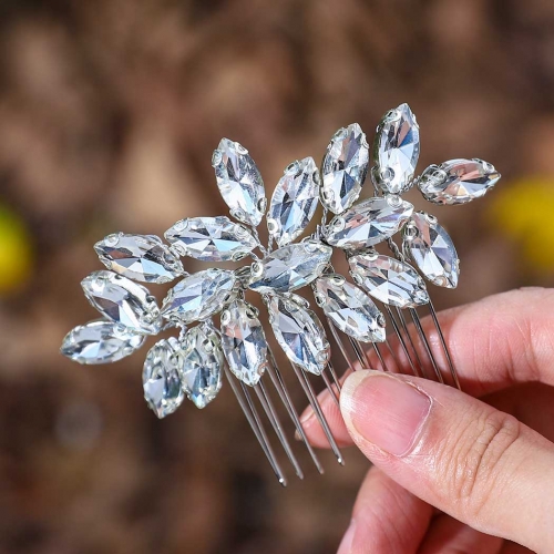 Unicra Bride Wedding Hair Comb Silver Rhinestone Bridal Hair Pieces Crystal Hair Accessories for Women and Girld