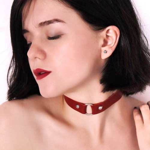 Punk Choker Necklace Collar Red Short Party Leather Necklaces Jewelry for Women and Girls