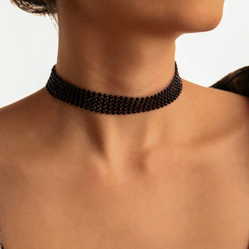 Fashion Crystal Choker Necklace Black Short Party Chain Necklaces Jewelry for Women and Girls