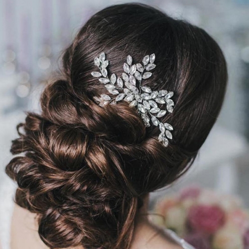 Unicra Rhinestone Bride Wedding Hair Comb Silver Crystal Bridal Hair Pieces Hair Clip Hair Accessories for Women and Girls