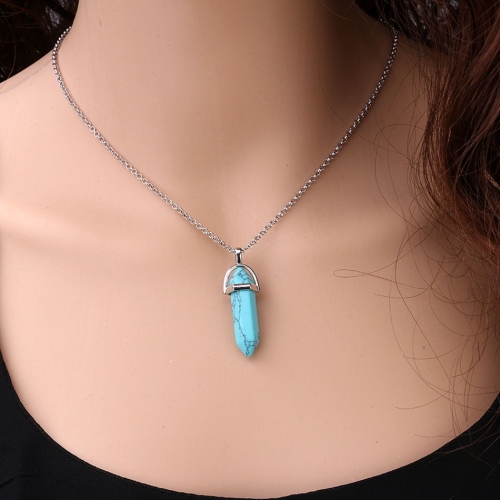 Boho Turquoise Pendant Necklace Gold Party Bar Chain Necklaces Jewelry for Women and Girls