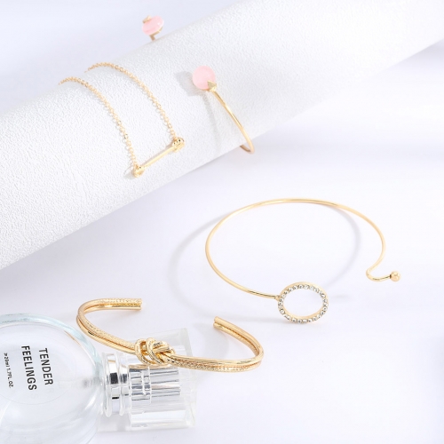 Boho Layered Crystal Bracelets Chains Gold Bar Pendent Handmade Jewelry Beach Knot Bracelet Sets for Women and Girls
