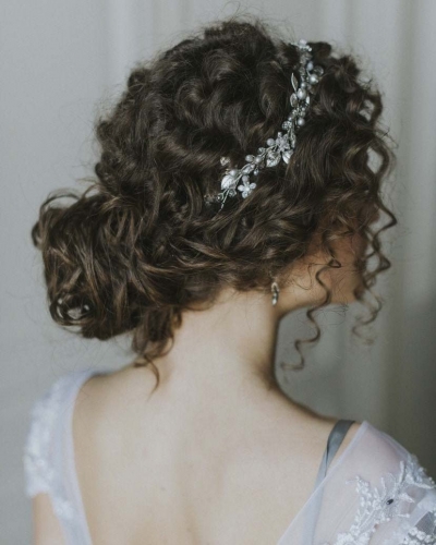 Unicra Flower Bride Wedding Hair Vine Silver Pearl Bridal Headband Rhinestone Headpiece Hair Accessories for Women and Girls
