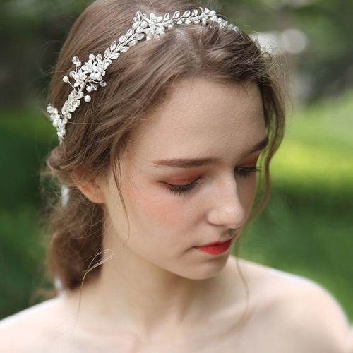 Unicra Crystal Bride Wedding Hair Vine Silver Rhinestone Headband Pearl Headpiece Flower Hair Accessories for Women and Girls