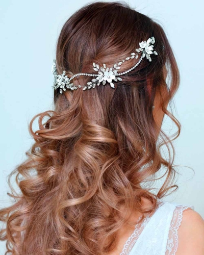 Unicra Bride Wedding Hair Vine Flower Headband Crystal Bridal Headpiece Rhinestones Bridal Hair Accessories for Women and Girlsand Girls