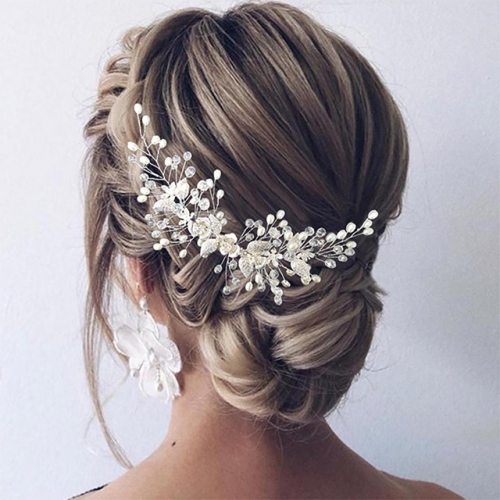 Unicra Bride Wedding Hair Vine Flower Leaf Headband Pearl Headpieces Crystal Bridal Hair Accessories for Women and Girls