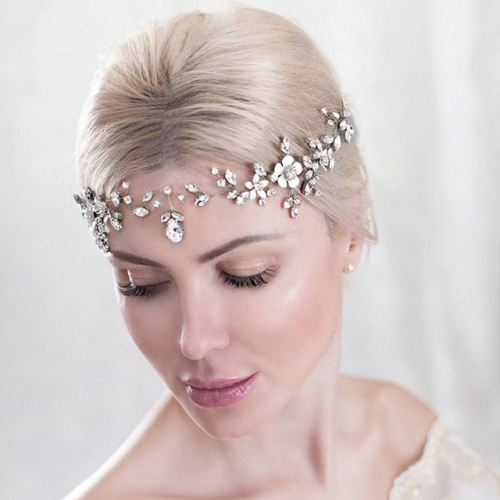 Unicra Crystal Bride Wedding Headband Silver Flower Bridal Hair Vine Headpiece Hair Accessories for Women and Girls