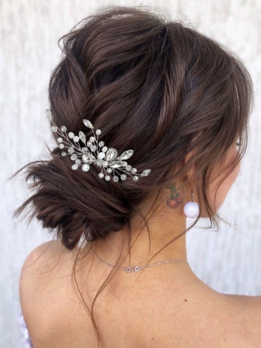 Unicra Crystal Bride Wedding Hair Pin Silver Opal Rhinestones Bridal Headpiece Opal Hair Accessories for Women and Girls