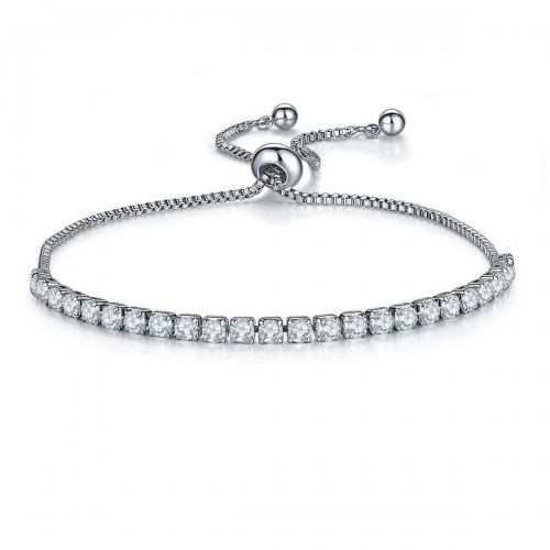 Edary Tennis Bracelet Silver Crystal Sparkling Bracelet Chain Diamond Zircon Hand Chain ​Adjustable Friendship Chain Hand Accessories for Women Girls