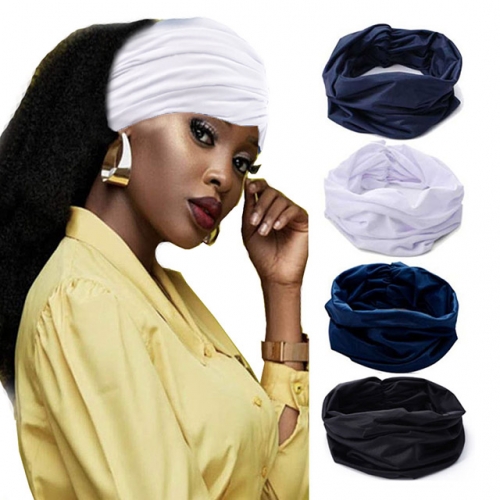 Gortin Extra Wide Headbands Black Turban African Head Wraps Boho Stretch Hair Bands Cloth Headband African Hair Bandeau Elastic Yoga Head Scarf