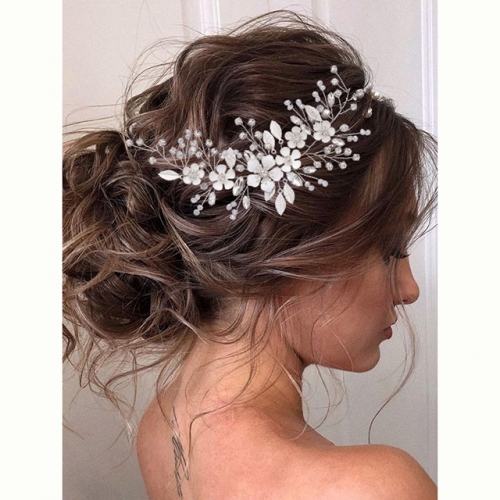 Unicra Flower Bride Wedding Hair Vine Silver Crystal Bridal Headband Rhinestone Hair Accessories for Women and Girls