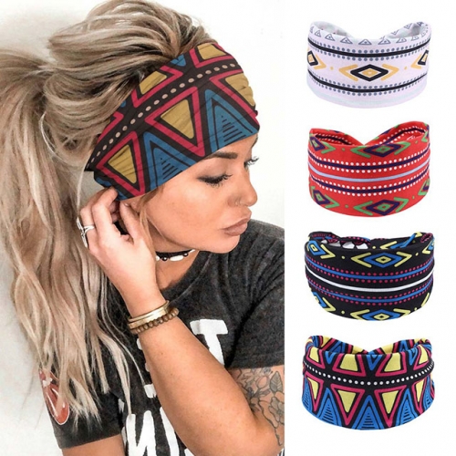 Gortin  4 Pack Headbands Black Criss Cross Head Wrap African Turban Elastic Breathable Hair Bands Outdoor Twist Headband for Women and Girls