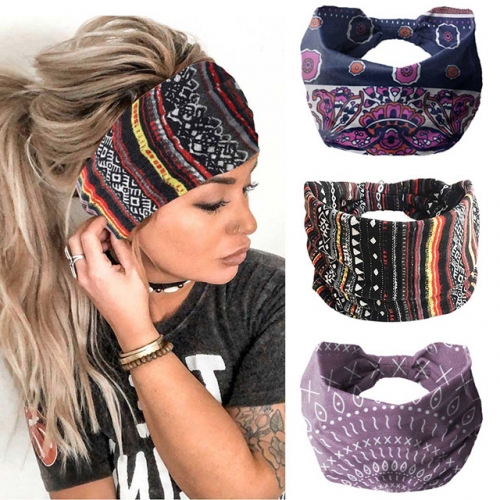 Gortin Boho Headbands Leopard Hair Bands Knoted Turban Headband Stretch Twist Head Wraps Stripe Cloth Head Bands for Women and Girls 3 Pcs