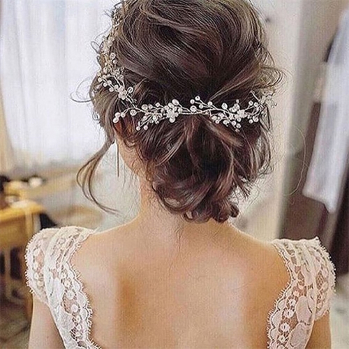 Unicra Rhinestone Bride Wedding Hair Vine Silver Crystal Bridal Headband Pearl Hair Accessories Headpiece for Women and Girls