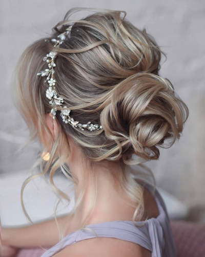 Unicra Flower Bride Wedding Hair Vine Silver Rhinestone Bridal Headpiece Crystal Headband Pearl Hair Accessories for Women and Girls