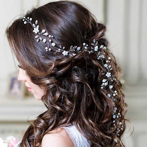 Unicra Crystal Bride Wedding Hair Vine Pearl Bridal Headband Rhinestone Headpiece Hair Accessories for Women and Girls