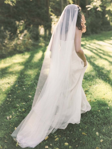 Unicra 2 Tier Wedding Veil Floor Length Bridal Veil With Comb Drop Veil for Bride