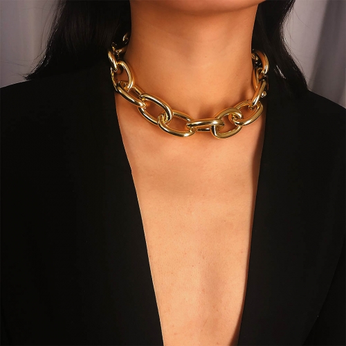 Edary Chunky Choker Necklace Gold Cuban Link Chain Thick Necklaces Punk Jewelry for Women and Girls
