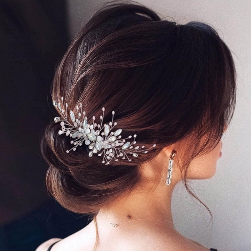 Unirca Bride Wedding Hair Comb Silver with cOpal Crystal Bridal Hair Accessories Pearls Headpieces for Bride.