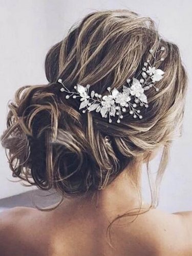 Unicra Flower Bride Wedding Headpiece Pearl Headband Crystal Hair Accessories for Women and Girls