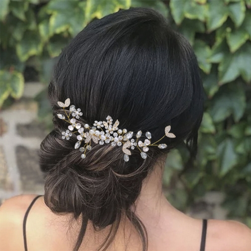 Unicra Rhinestone Bride Wedding Hair Comb Flower Bridal Hair Pieces Leaf Hair Accessories for Women and Girls