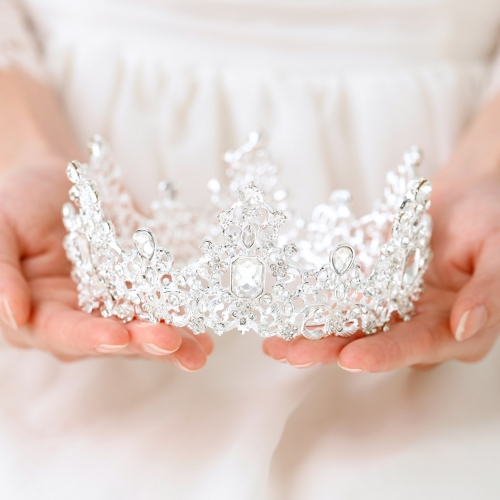 Unicra Wedding Crowns Bride Silver Rhinestone Queen Tiaras Hair Accessories Headpiece for Women
