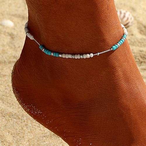 Zoestar Boho Anklet Silver Beads Ankle Bracelet Beach Foot Chain Jewelry for Women and Girls
