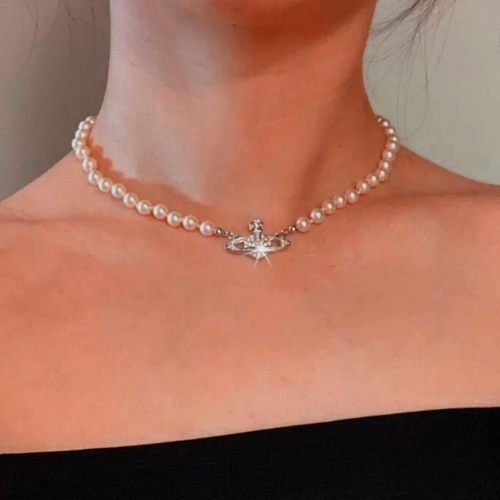 Edary Pearl Choker Necklace White Necklaces Adjustable Neck Chain Jewelry for Women and Girls