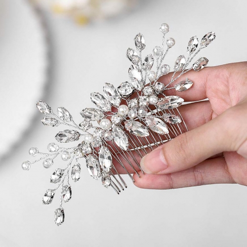 Unicra Rhinestone Bride Wedding Hair Comb Crystal Bridal Hair Pieces Hair Clip Hair Accessories for Women and Girls