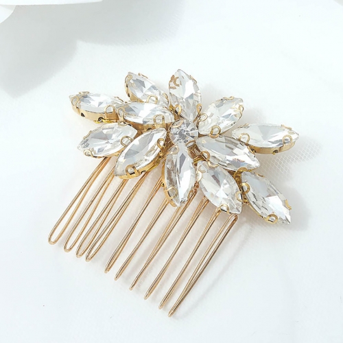 Unicra Bride Wedding Hair Comb Gold Crystal Bridal Hair Pieces Hair Accessories Hair Jewelry for Women and Girls