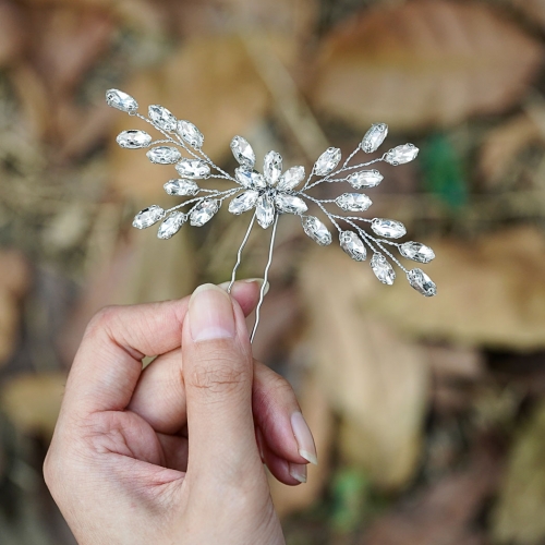 Unicra Crystal Bride Wedding Hair Pins Rhinestones Bridal Hair Accessories Hair Pieces for Women and Girls
