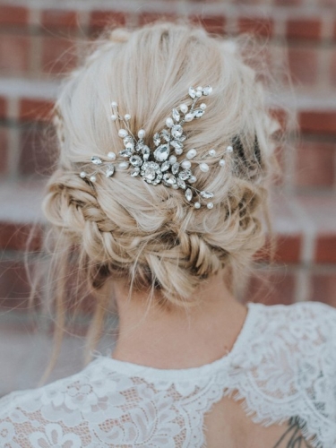 Unicra Rhinestone Bride Wedding Hair Comb Crystal Bridal Hair Pieces Pearl Hair Clip Hair Accessories for Women and Girls