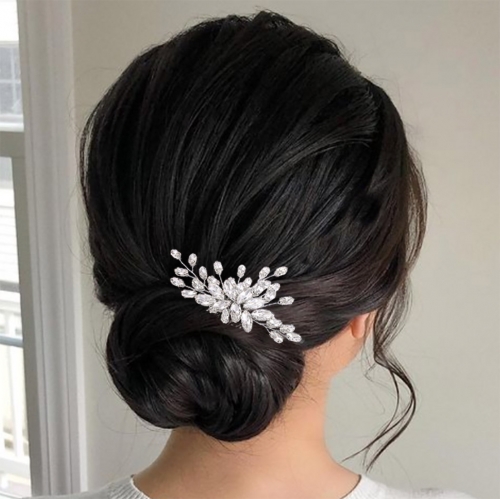 Unicra Crystal Bride Weding Hair Comb Silver Rhinestone Bridal Hair Pieces Hair Clip Hair Accessories for Women and Girls