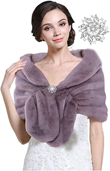 Aukmla Women S Fur Shawls And Wraps Wedding Fur Scarf Faux Bridal Fur