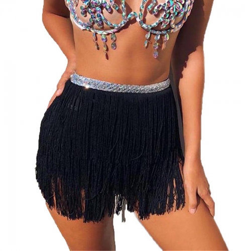 Victray Belly Dance Hip Skirt Tassel Scarf Sequin Wrap Rave Costume for Women and Girls
