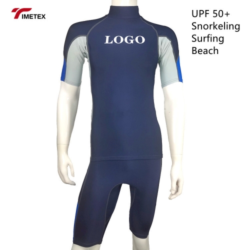 Customized Logo UPF 50 Compression Fit Mens Short Sleeve Mock Neck Four-Way Stretch Rash Guard